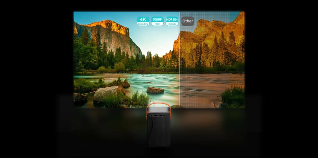 Quality images from Jireno Cube 4 smart projector