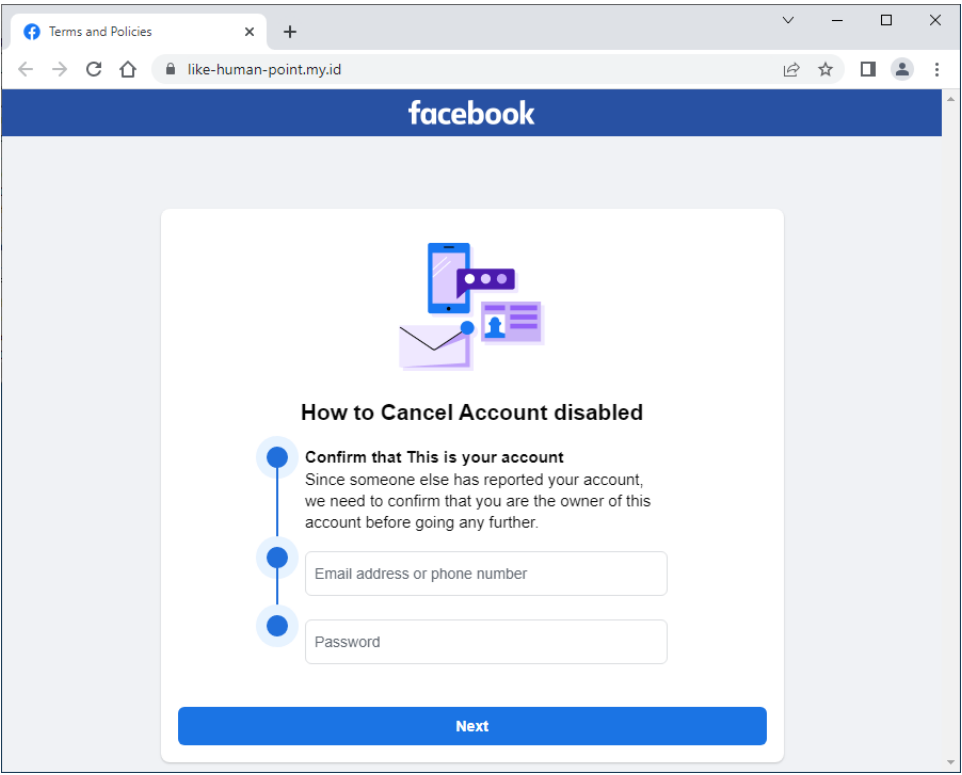 Phishing Scams Facebook Term
