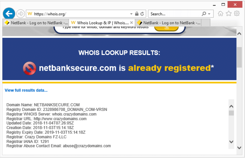 Phishing Scams Netbank secure
