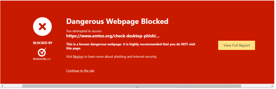 Dangerous Webpage Blocked 