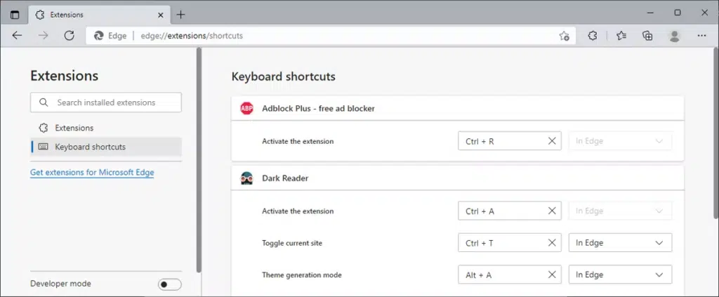 Open extensions with a Keyboard Shortcut