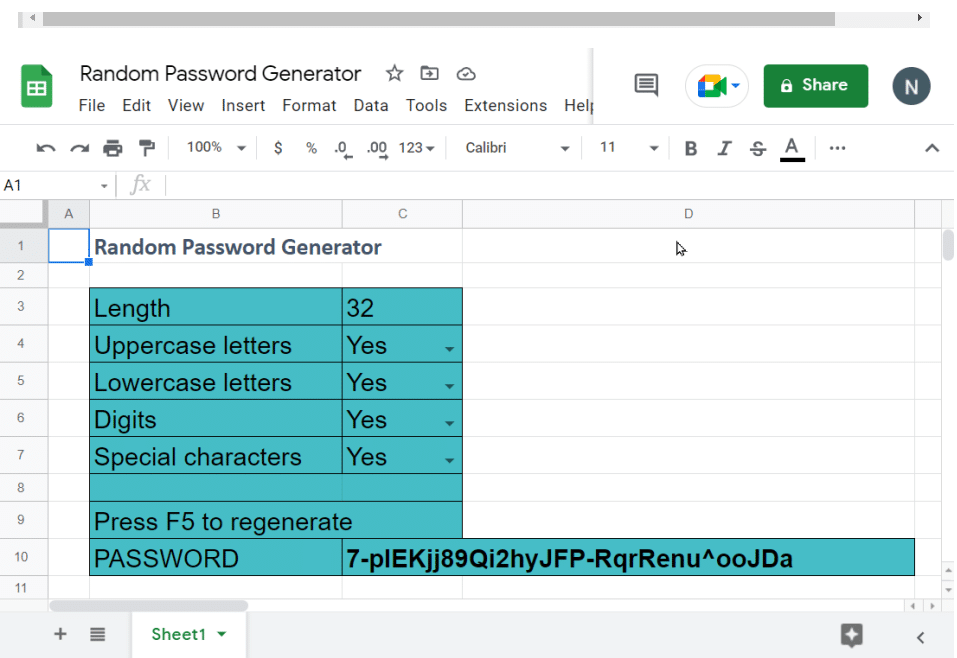 excel password generator