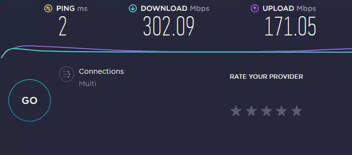 Internet speed result